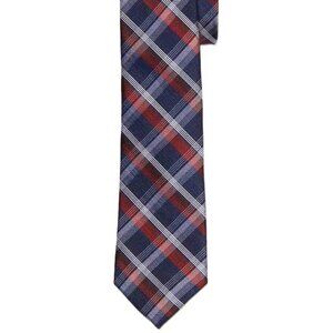 NEW Jos A Bank Tie Necktie Red White Blue Plaid Silk Rayon Men's